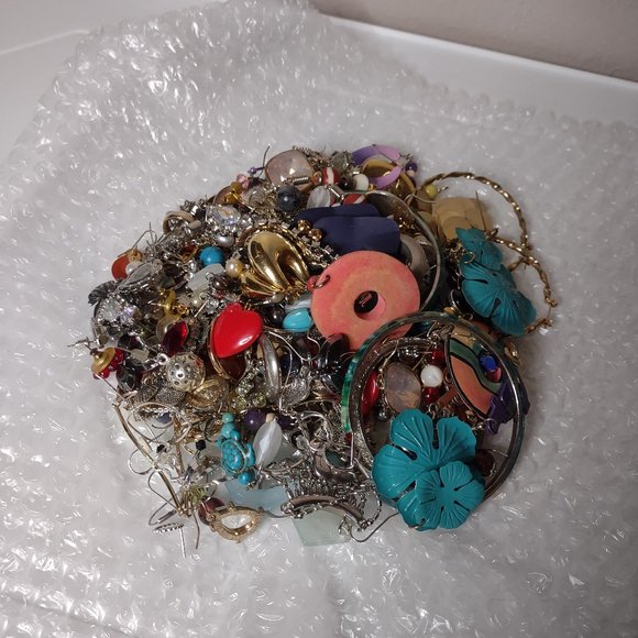 Pile Of Earring Pairs Over 1 Pound  As Is. - Picture 1 of 15